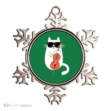 Funny Cat Wearing Sunglasses Playing Cello Cellist Musician Ornament