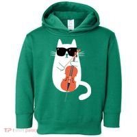Funny Cat Wearing Sunglasses Playing Cello Cellist Musician Toddler Hoodie thumb 0