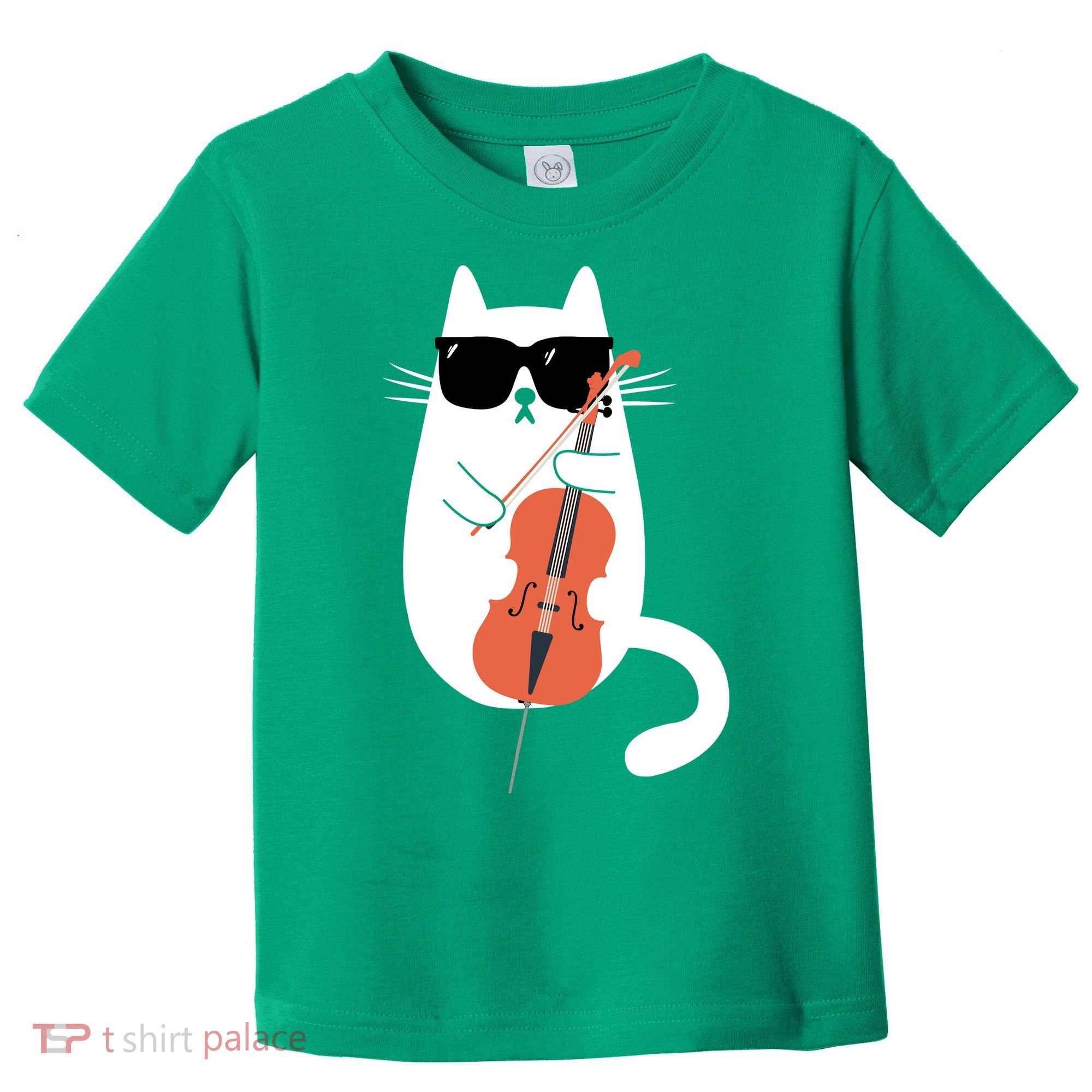 Funny Cat Wearing Sunglasses Playing Cello Cellist Musician Toddler T-Shirt