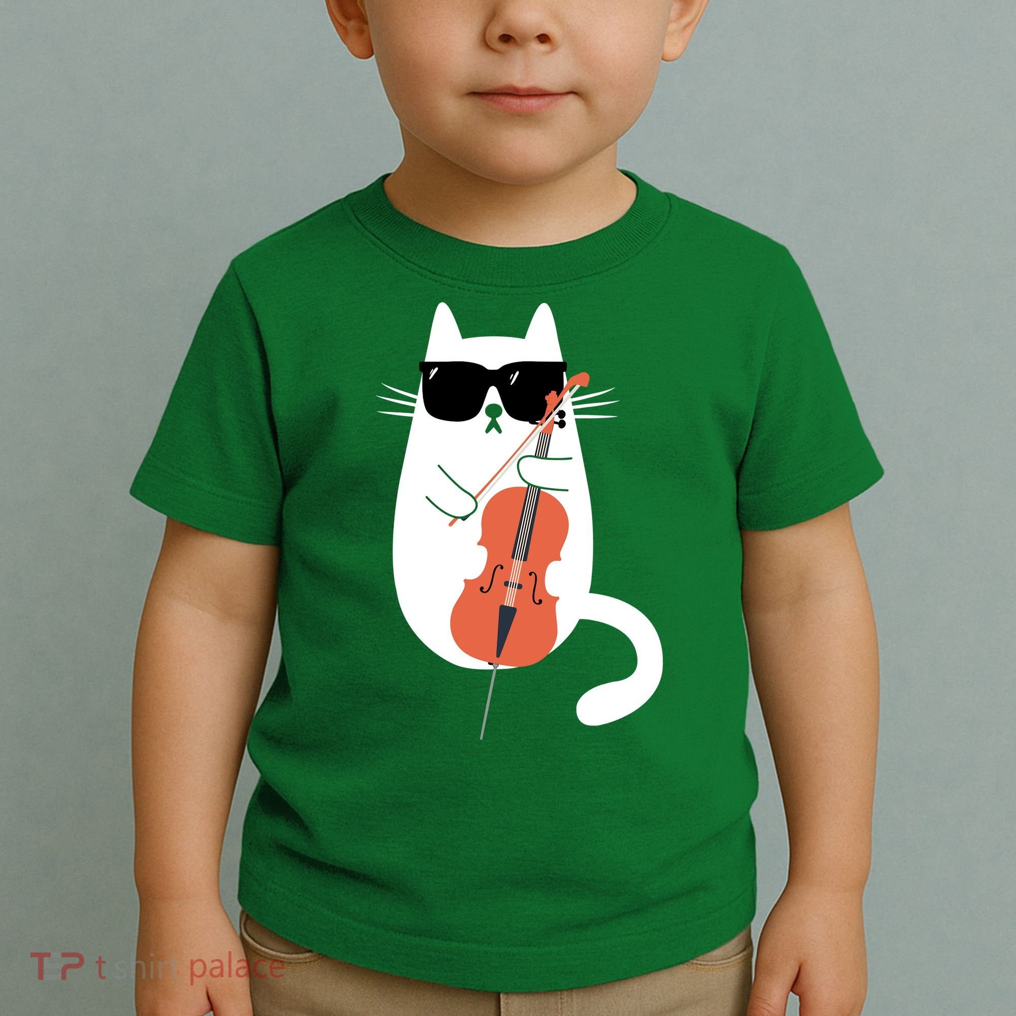 Funny Cat Wearing Sunglasses Playing Cello Cellist Musician Toddler T-Shirt
