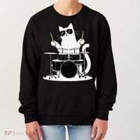 Funny Cat Wearing Sunglasses Playing Drums Women's Sweatshirt thumb 0