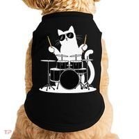 Funny Cat Wearing Sunglasses Playing Drums Doggie Tank thumb 0