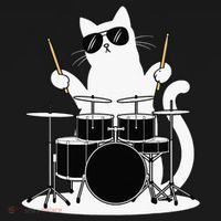Funny Cat Wearing Sunglasses Playing Drums Doggie Tank thumb 4