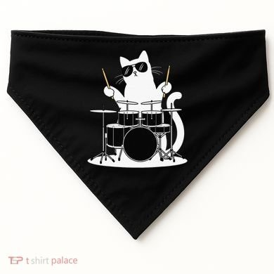 Funny Cat Wearing Sunglasses Playing Drums USA-Made Doggie Bandana