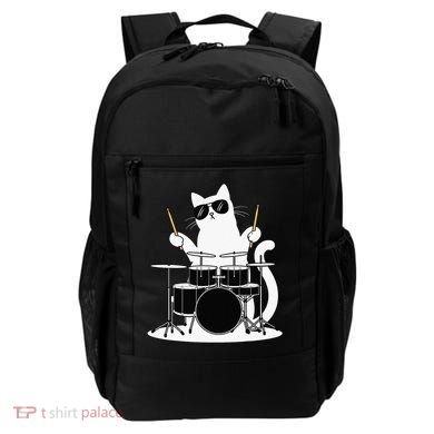 Funny Cat Wearing Sunglasses Playing Drums Backpack