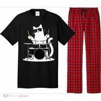 Funny Cat Wearing Sunglasses Playing Drums Pajama Set thumb 0