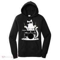 Funny Cat Wearing Sunglasses Playing Drums Women's Hoodie thumb 0