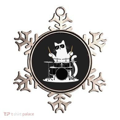 Funny Cat Wearing Sunglasses Playing Drums Ornament