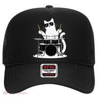 Funny Cat Wearing Sunglasses Playing Drums Hat thumb 0