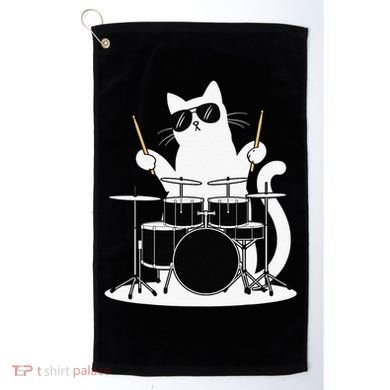 Funny Cat Wearing Sunglasses Playing Drums Golf Towel