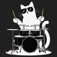 Funny Cat Wearing Sunglasses Playing Drums Golf Towel thumb 3