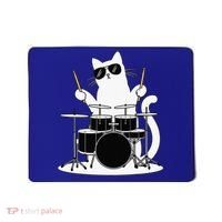 Funny Cat Wearing Sunglasses Playing Drums Mousepad thumb 0