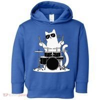 Funny Cat Wearing Sunglasses Playing Drums Toddler Hoodie thumb 0
