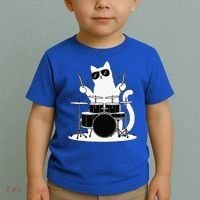 Funny Cat Wearing Sunglasses Playing Drums Toddler T-Shirt thumb 2