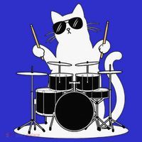 Funny Cat Wearing Sunglasses Playing Drums Women's T-Shirt thumb 6