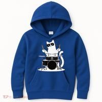 Funny Cat Wearing Sunglasses Playing Drums Kids Hoodie thumb 0