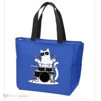 Funny Cat Wearing Sunglasses Playing Drums Tote Bag thumb 3