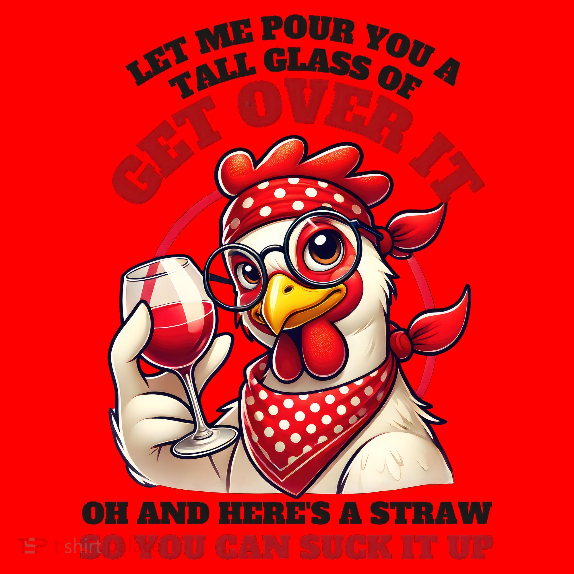 Funny Chicken Western Let Me Pour You A Glass Of Get Over It Santa Hat
