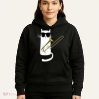 Funny Cat Wearing Sunglasses Playing Trombone Hoodie thumb 5