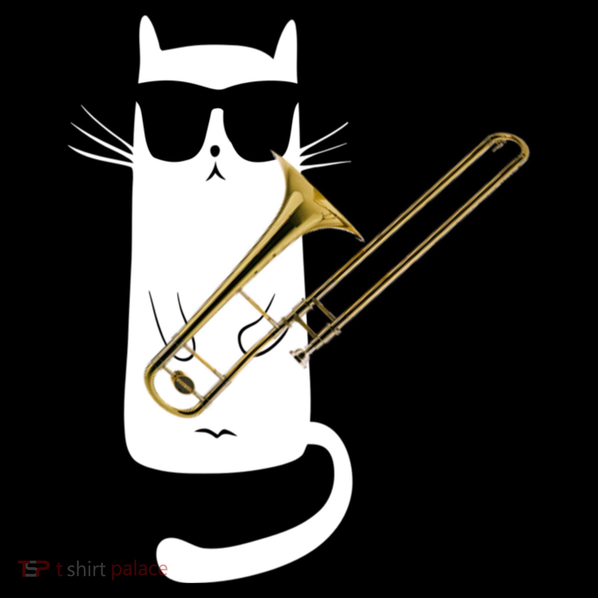 Funny Cat Wearing Sunglasses Playing Trombone Coaster