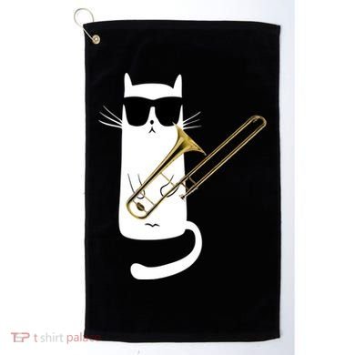 Funny Cat Wearing Sunglasses Playing Trombone Golf Towel