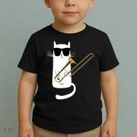 Funny Cat Wearing Sunglasses Playing Trombone Toddler T-Shirt thumb 2