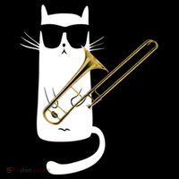Funny Cat Wearing Sunglasses Playing Trombone Tote Bag thumb 4