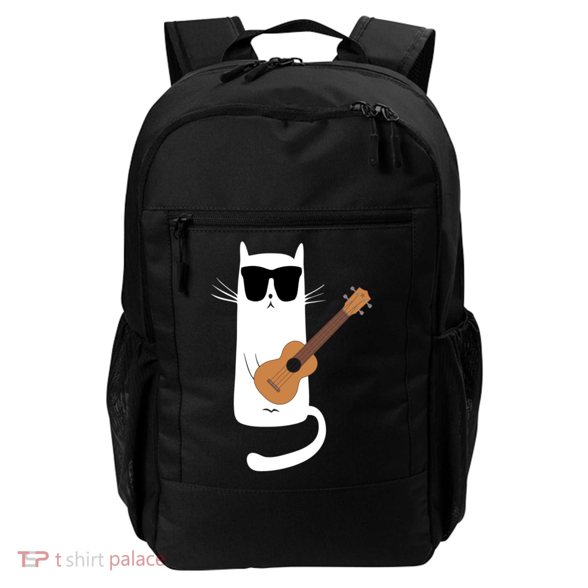 Funny Cat Wearing Sunglasses Playing Ukulele Backpack