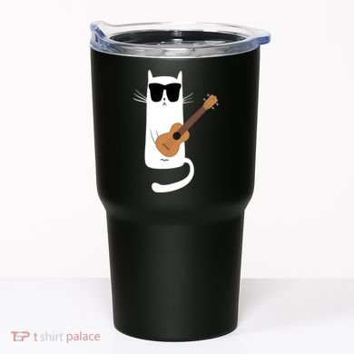 Funny Cat Wearing Sunglasses Playing Ukulele Tumbler