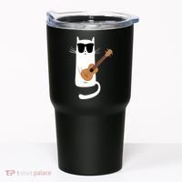 Funny Cat Wearing Sunglasses Playing Ukulele Tumbler thumb 0