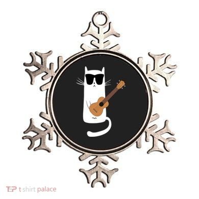 Funny Cat Wearing Sunglasses Playing Ukulele Ornament