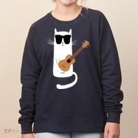 Funny Cat Wearing Sunglasses Playing Ukulele Women's Sweatshirt thumb 0