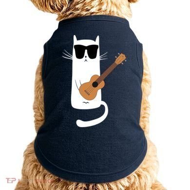 Funny Cat Wearing Sunglasses Playing Ukulele Doggie Tank