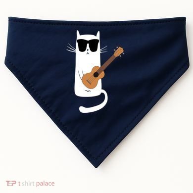 Funny Cat Wearing Sunglasses Playing Ukulele USA-Made Doggie Bandana