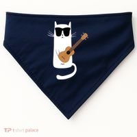 Funny Cat Wearing Sunglasses Playing Ukulele USA-Made Doggie Bandana thumb 0