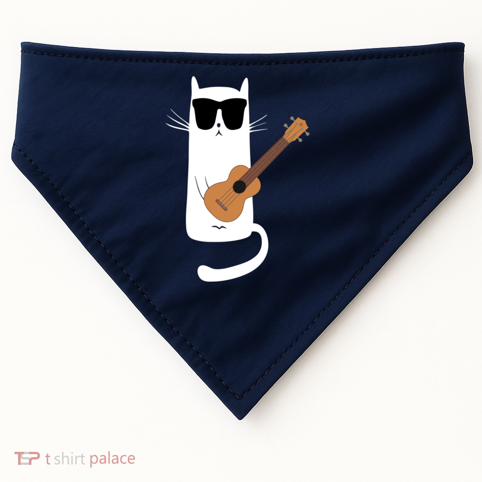 Funny Cat Wearing Sunglasses Playing Ukulele USA-Made Doggie Bandana