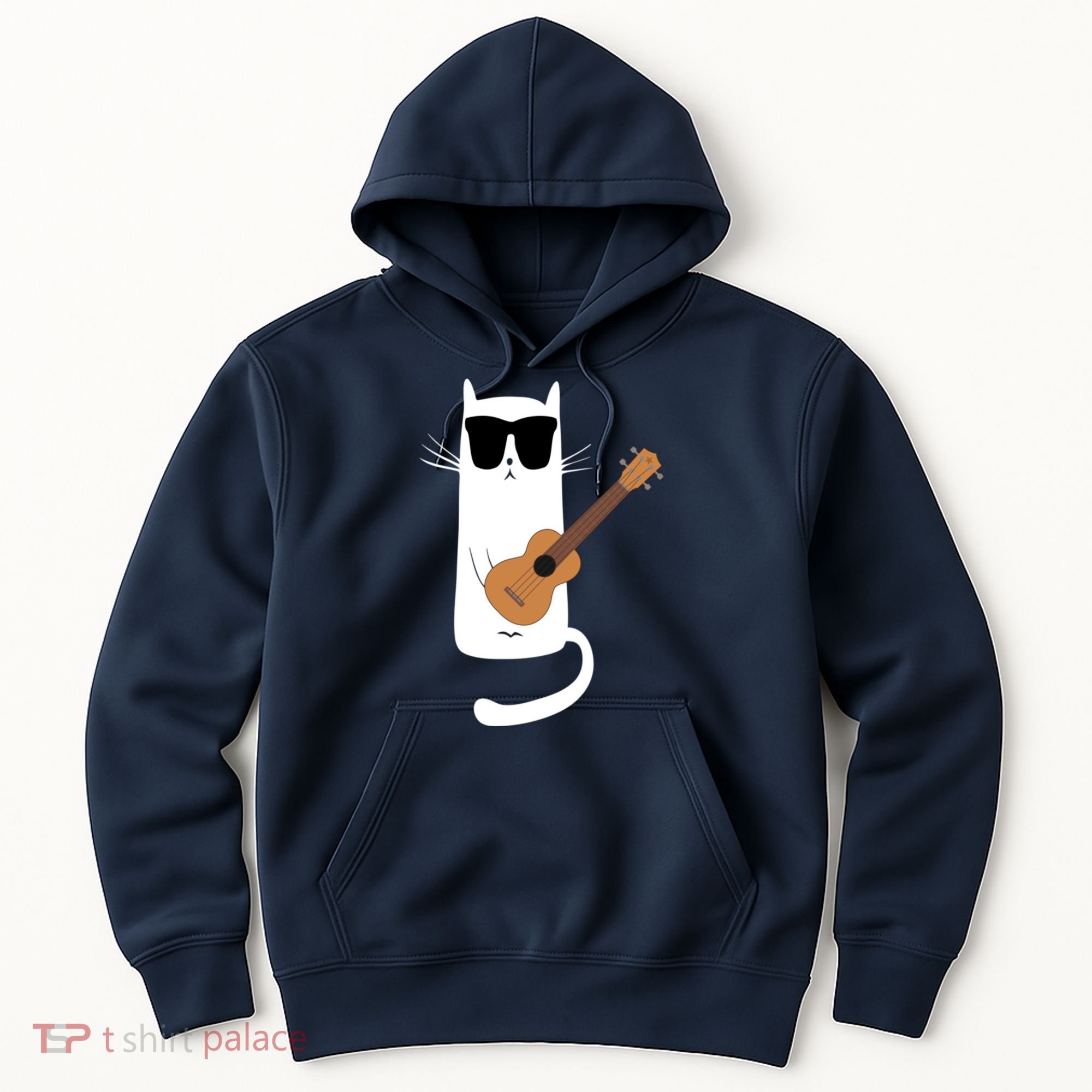 Funny Cat Wearing Sunglasses Playing Ukulele Hoodie