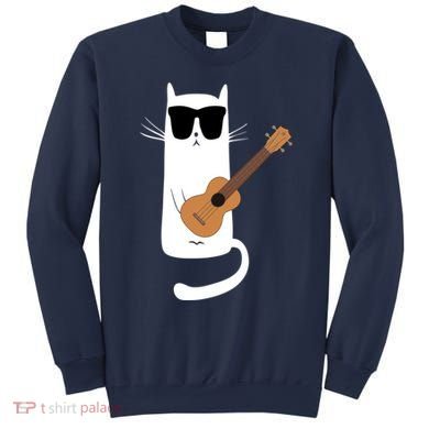 Funny Cat Wearing Sunglasses Playing Ukulele Sweatshirt