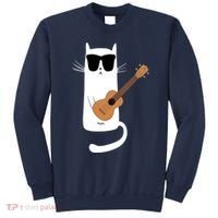 Funny Cat Wearing Sunglasses Playing Ukulele Sweatshirt thumb 0