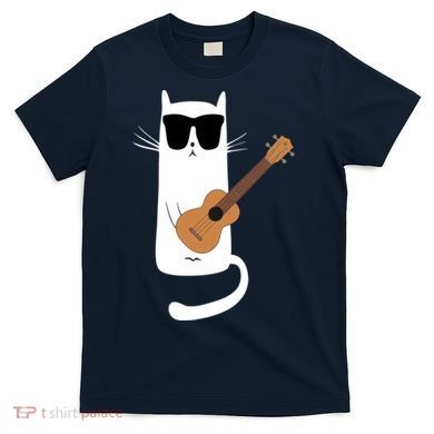 Funny Cat Wearing Sunglasses Playing Ukulele T-Shirt