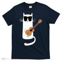 Funny Cat Wearing Sunglasses Playing Ukulele T-Shirt thumb 0