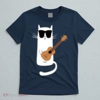 Funny Cat Wearing Sunglasses Playing Ukulele T-Shirt thumb 5