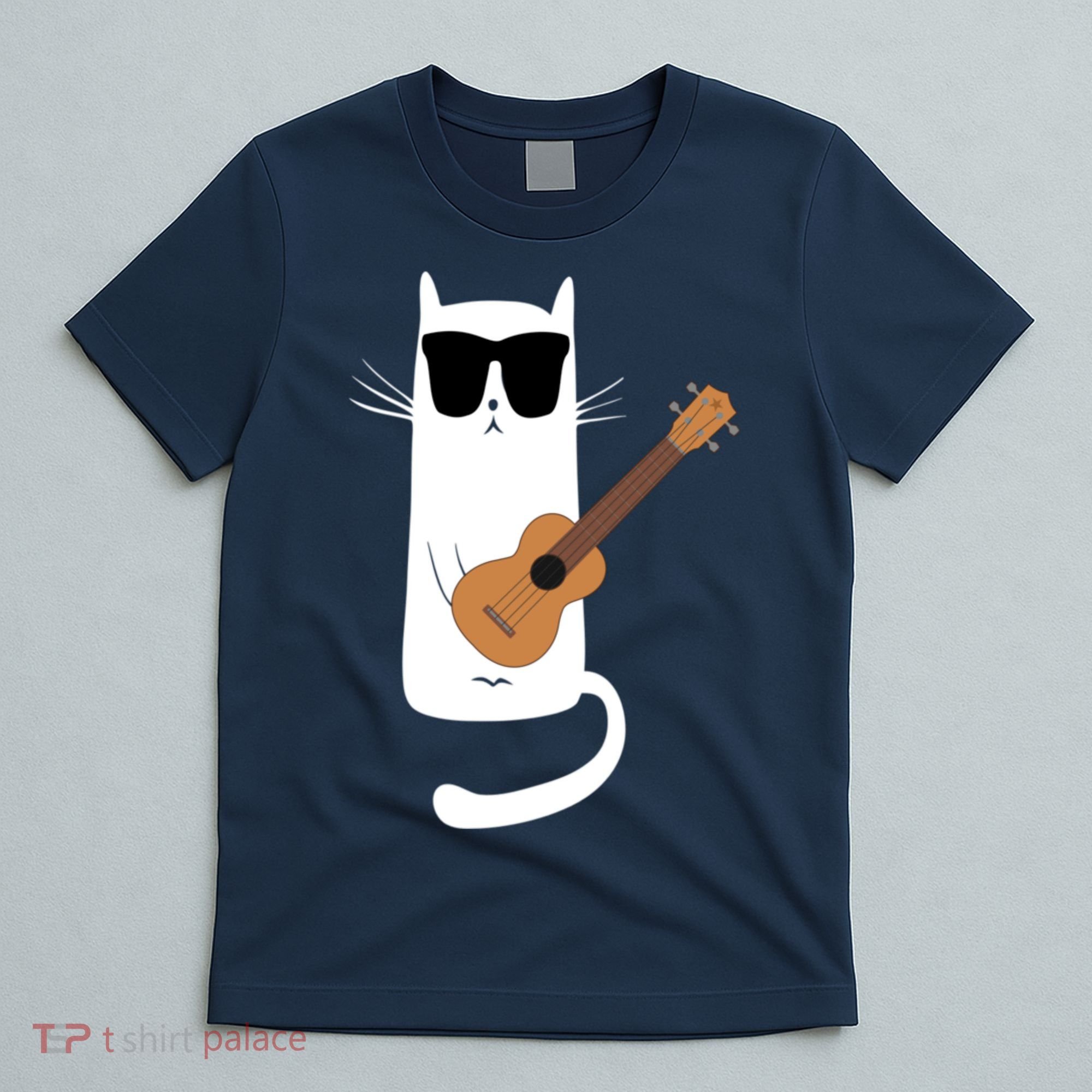 Funny Cat Wearing Sunglasses Playing Ukulele T-Shirt