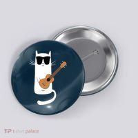 Funny Cat Wearing Sunglasses Playing Ukulele Button thumb 0