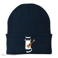 Funny Cat Wearing Sunglasses Playing Ukulele Beanie thumb 0
