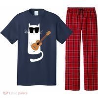 Funny Cat Wearing Sunglasses Playing Ukulele Pajama Set thumb 0