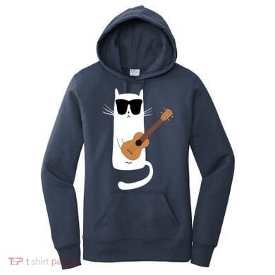 Funny Cat Wearing Sunglasses Playing Ukulele Women's Hoodie