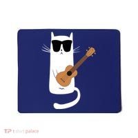 Funny Cat Wearing Sunglasses Playing Ukulele Mousepad thumb 0