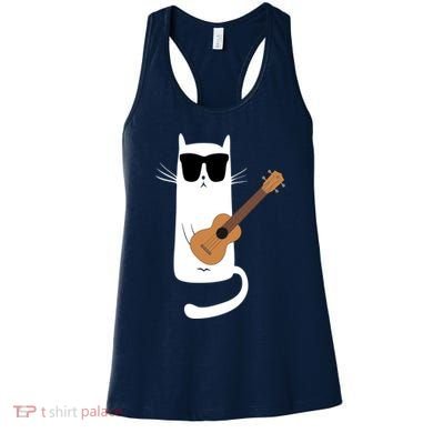 Funny Cat Wearing Sunglasses Playing Ukulele Women's Tank Top