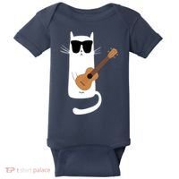 Funny Cat Wearing Sunglasses Playing Ukulele Baby Bodysuit thumb 0